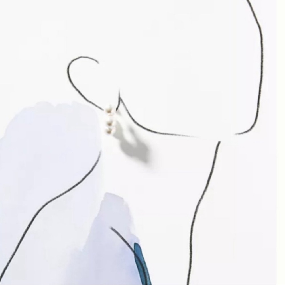 PEARL HUGGIE HOOP EARRINGS - Picture 3 of 4